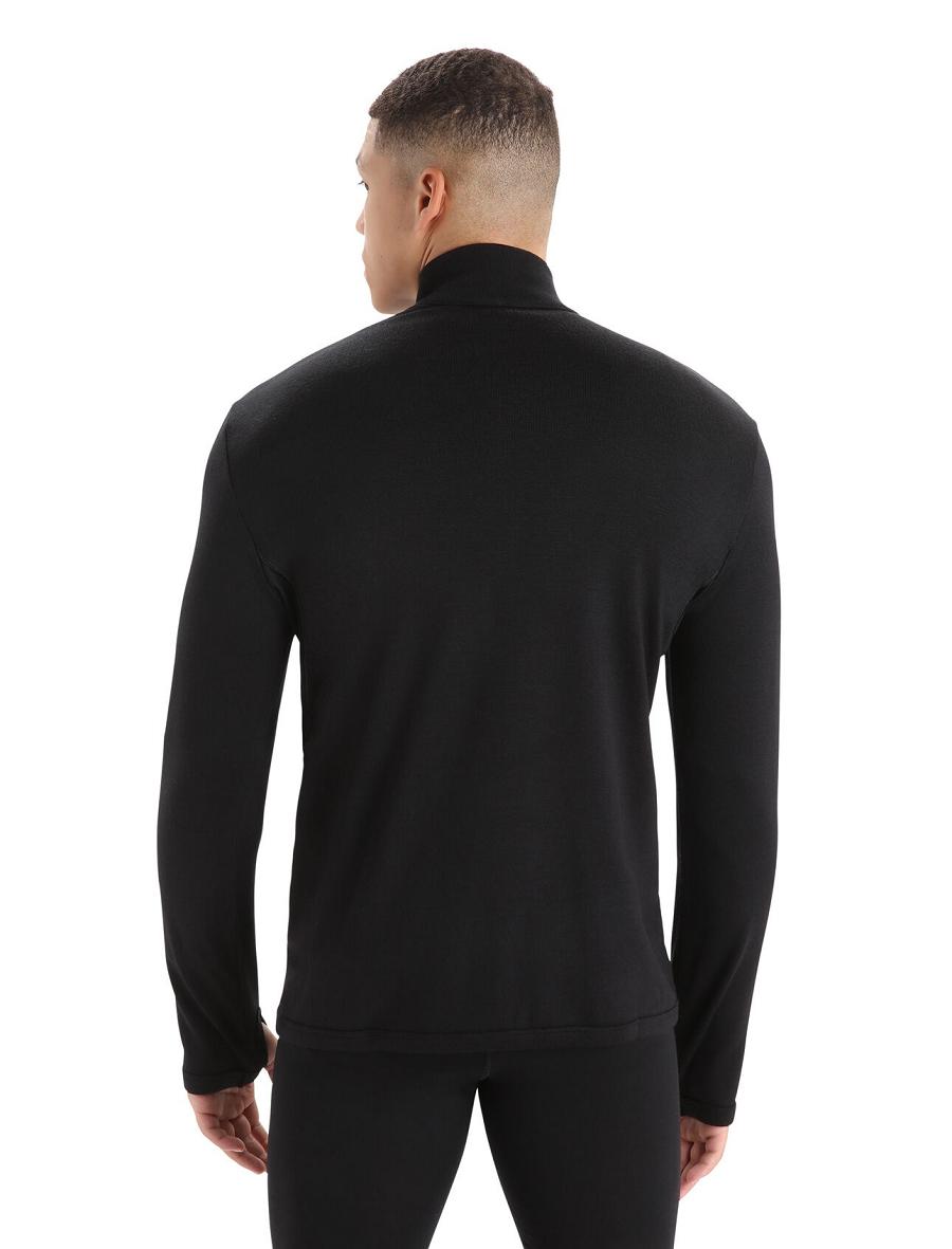 Black Men's Icebreaker Merino Original Long Sleeve Half Zip Hoodie | USA 1272KORI